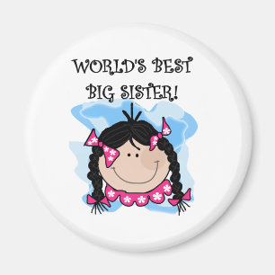 Black Hair World's Best Big Sister Tshirts Magnet