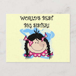 Black Hair World's Best Big Sister Tshirts Postcard