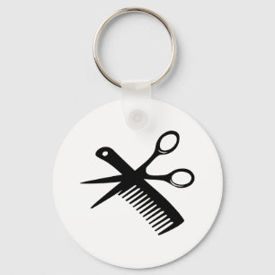 black hairdresser comb scissors key ring