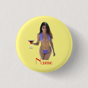 Black-haired Bikini Beauty Thunder_Cove 3 Cm Round Badge