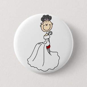 Black Haired Bride Button