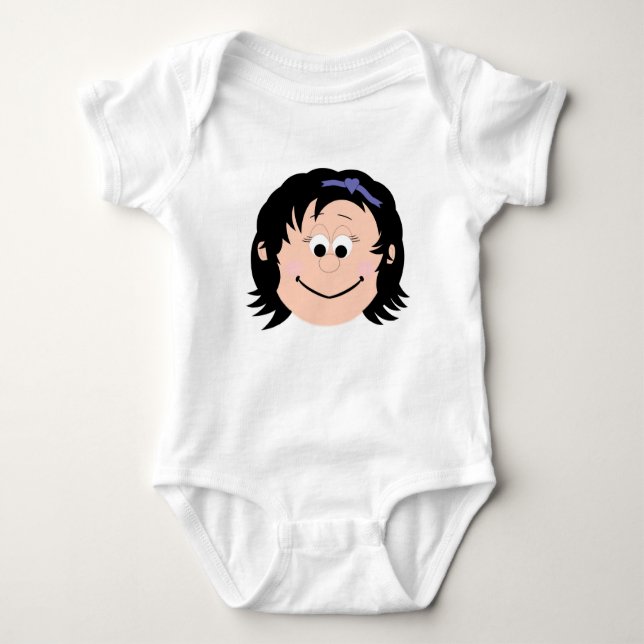 Black Haired Girl Digital Art with Graphics Baby Bodysuit (Front)