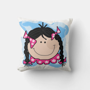 Black Haired Girl With Braids Pillow
