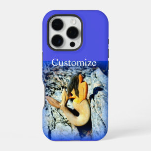 black-haired mermaid blue iPhone 16 pro case