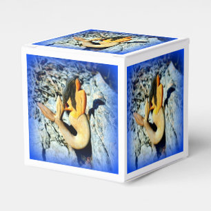 black-haired mermaids blue favour box