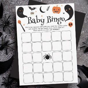 Black Halloween Baby Shower Baby Bingo Game Card