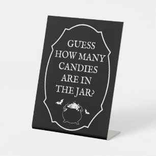 Black Halloween Baby Shower Guess How Many Candies Pedestal Sign
