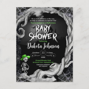 Black Halloween Baby Shower Invitation 