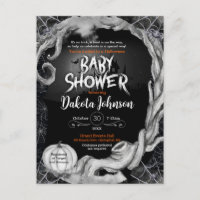 Black Halloween Baby Shower Invitation w/ Registry
