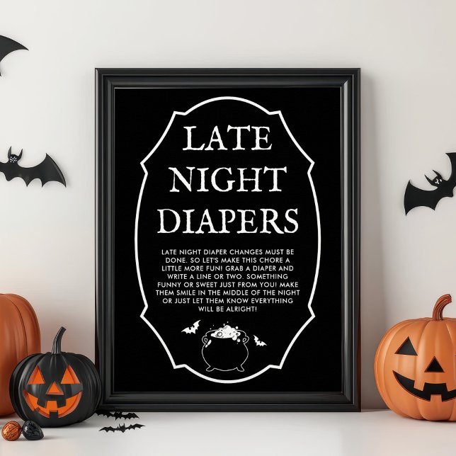 Black Halloween Baby Shower Late Night Diapers Poster (Creator Uploaded)