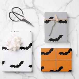Black Halloween Bats  Wrapping Paper Sheet