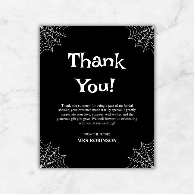 Black Halloween Bridal Shower Thank You Card  (Black She Found Her Boo Halloween Bridal Shower Thank You Card )