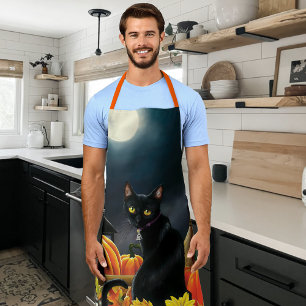 Black Halloween Cat Apron