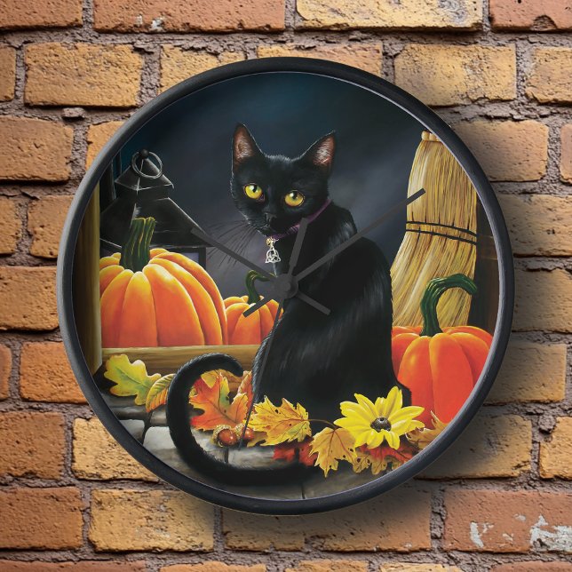 Black Halloween Cat Clock (Creator Uploaded)