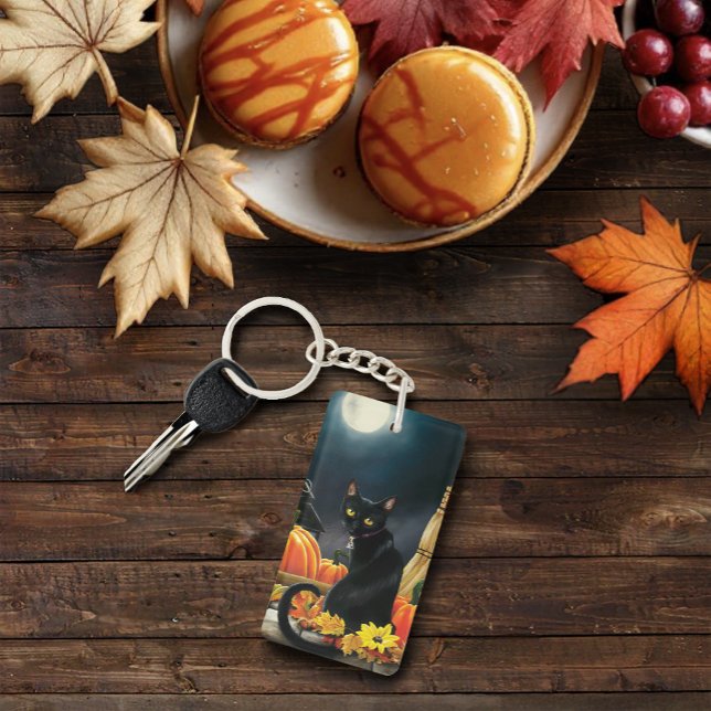Black Halloween Cat Key Ring (Creator Uploaded)