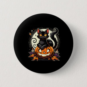 Black Halloween Cat Shirt For Women Retro Fall 6 Cm Round Badge