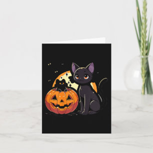 Black Halloween Cat Shirt For Women Retro Fall Card