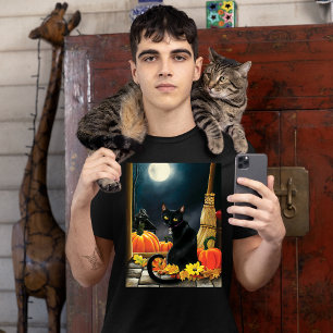 Black Halloween Cat T-Shirt