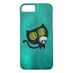 Black Halloween Cat with Skull Case-Mate iPhone Case