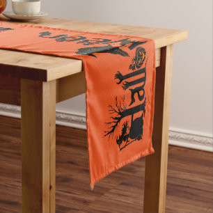 Black Halloween Concept Design With Crown Medium Table Runner