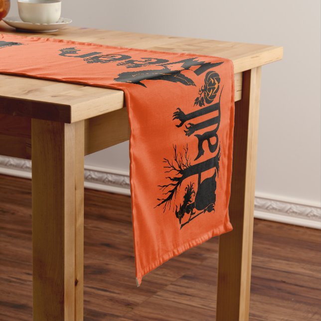 Black Halloween Concept Design With Crown Medium Table Runner (In Situ)
