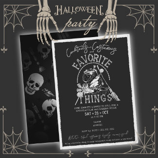Black Halloween Costumes & Cocktails Gift Swap Invitation