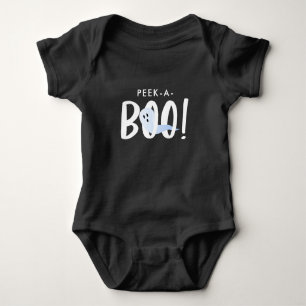 Black Halloween Cute Ghost Peek-A-Boo! Baby Bodysuit