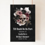 Black Halloween Floral Skull Bridal Shower Welcome Poster<br><div class="desc">Welcome your guests with spooky elegance using our Black Halloween Floral Skull Bridal Shower Welcome Poster! This striking design features a beautifully detailed skull surrounded by dark, gothic florals against a black background, creating the perfect blend of eerie and sophisticated. Ideal for setting the mood at a Halloween-themed bridal shower,...</div>