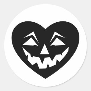 black halloween heart gothic valentine creepy classic round sticker