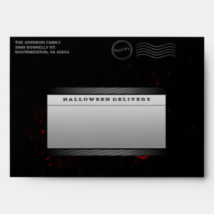 Black Halloween Invitation Skull Bloody Envelope