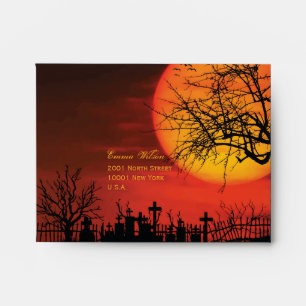 Black Halloween Night Wedding RSVP Envelopes