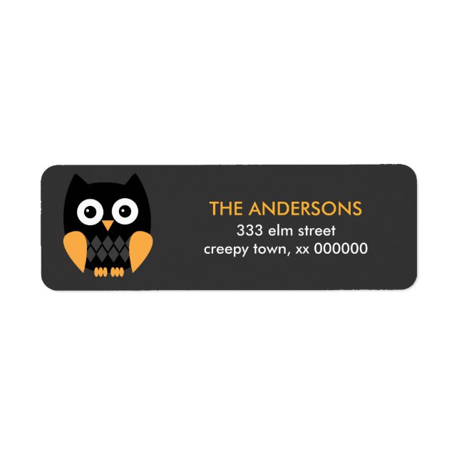 Black Halloween Owl Halloween Labels (Front)