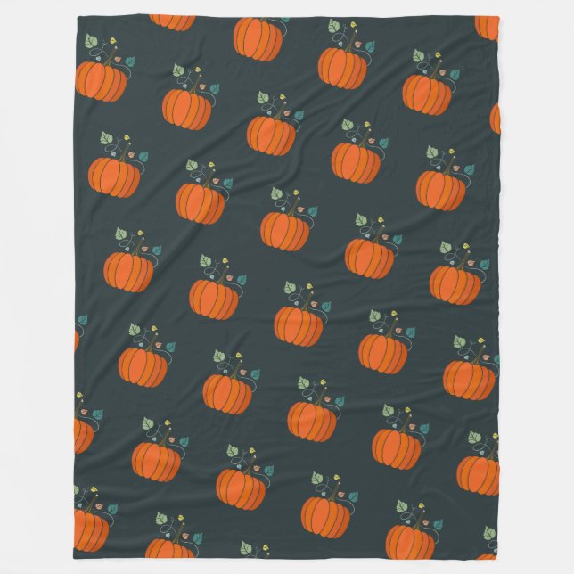 Black Halloween Pumpkin Fleece Blanket (Front)