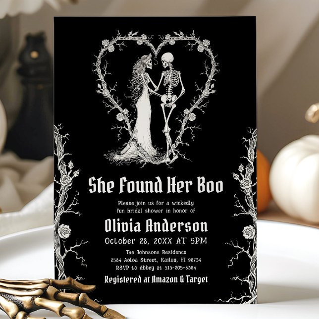 Black Halloween She Found Her Boo Bridal Shower Invitation (Black Halloween She Found Her Boo Bridal Shower Invitation)