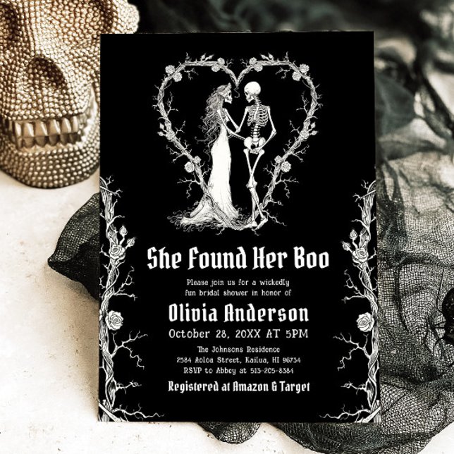 Black Halloween She Found Her Boo Bridal Shower Invitation (Black Halloween She Found Her Boo Bridal Shower Invitation)