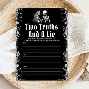Black Halloween Skeleton Two Truths and a Lie Game Invitation