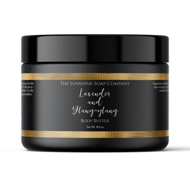 Black & Hammered Gold Foil Body Butter Jar Label (Creator Uploaded)