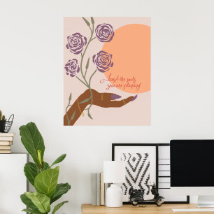 Black Hand Art with Roses & Affirmations Poster