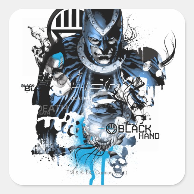 Black Hand - Blue Collage Square Sticker (Front)