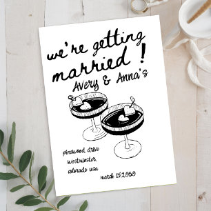 black Hand Draw Wedding Whimsical  Invitation