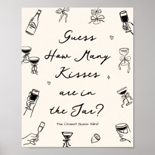 Black Hand Drawn Bridal Shower Guess How Many   Poster