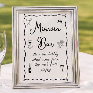 Black Hand Drawn Bridal Shower Mimosa Bar Poster