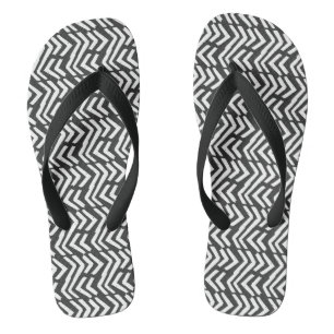 Black Hand Drawn Chevron Pattern Jandals