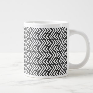 Black Hand Drawn Chevron Pattern Large Coffee Mug