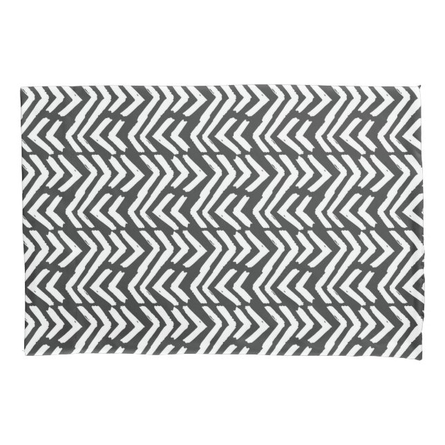 Black Hand Drawn Chevron Pattern Pillowcase (Front-Left)