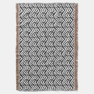 Black Hand Drawn Chevron Pattern Throw Blanket