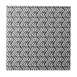 Black Hand Drawn Chevron Pattern Tile