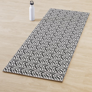 Black Hand Drawn Chevron Pattern Yoga Mat