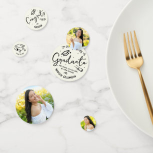 Black Hand Drawn Doodles Graduation 3 Photo Cream Confetti