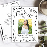  Black Hand Drawn Doodles Photo Graduation White
